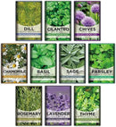 10 Kit Non-GMO Growing into Thyme, Lavender, Chamomile, Dill, Chives, Cilantro, Rosemary, Basil, Parsley, Sage Indoor/Outdoor for Kitchen Windowsill Gardening Gift by GreenHaven Gardens