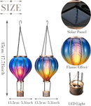 TERESA'S COLLECTIONS 2 Pack Hanging Solar Lantern Outdoor Garden Decor for Valentine,Waterproof Plastic Hot Air Balloon Blue Flickering Flame Effect Lantern for Yard Tree,Gift for Mom,18" by GreenHaven Gardens