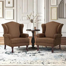 Accent Chair, High Back Upholstered Armchair with High Resilience Sponge & Wood Legs, Mid-Century Modern Comfy Single Sofa Reading Chairs for Living Room, Bedroom (Brown, Set of 2) by CozyNest Decor