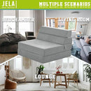 jela Foldable Sofa Bed Soft Foam Convertible Sleeper Chair Luxury Miss Fabric Fold Out Chair Bed Floor Couch with Back Support Floor Sofa for Living Room Bedroom (83"x33",Light Grey) by CozyNest Decor