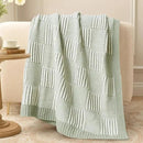 Amélie Home Chenille Knit Throw Blanket for Couch, Checkered Texture Decorative Soft Blanket for Sofa, Bed & Living Room, 50"x60", Sage Green & White by CozyNest Decor