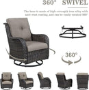Patio Furniture Set Swivel Rcoker - 3 Pieces Outdoor Glider Rocking Chairs with Small Side Table, Wicker Chair Sets for Porch, Balcony and Garden by GreenHaven Gardens
