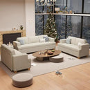 3 Pieces Corduroy Couch Set for Living Room, 3 Seater & Loveset*2 Cloud Sofa, Deep Seat Floor Couch for Bedroom, Futon Modern Sofa Bed, White Corduroy by CozyNest Decor