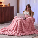 Lotus Karen Faux Fur Throw Blanket Pink - Big Bubble Rabbit Fluff Blanket for Couch, Large Fluffy Fuzzy Cozy Blanket,Thick Furry Plush Shaggy Blankets,108x90 Inches by CozyNest Decor