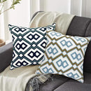 Alysheer Embroidered Decorative Throw Pillow Cover 18"x 18" Set of 2, Classic Boho Geometric Embroidery Pattern Cotton Rectangular Cushion Case for Sofa Couch Living Room Bedroom (Blue Khaki) by CozyNest Decor