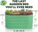 Galvanized Raised Garden Beds Outdoor // 4×2×2 ft Planter Raised Beds for Gardening, Vegetables, Flowers // Large Metal Garden Box (Light Green) // Patented Tool-Free Design by GreenHaven Gardens