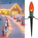 Brightown Strawberry C9 Christmas Pathway String Lights, 25.7 Feet C9 Walkway Lights with 20 Clear Bulbs and Stakes, Connectable Christmas Lights Outdoor Decoration for Outside Lawn, Red & Pure White by GreenHaven Gardens