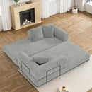 Convertible Sleeper Sofa Bed with Pillow, 4-in-1 Corduroy Folding Mattress Couch with Fixed-Shape Frame, Futon Fold Out Floor Sofa Cama Lounge Couch for Living Room Bedroom, Light Grey by CozyNest Decor