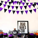 Purple and Black Party Decorations Metallic Fabric Triangle Pennant Banner Flag Bunting Garland for Graduations Birthday Retirement Wedding Baby Shower Bachelorette Halloween Outdoor Party Supplies by GreenHaven Gardens
