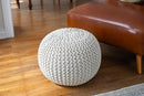 BIRDROCK HOME Round Pouf Ottoman | Cotton Braided Foot Stool with Bean Bag Filling | Boho Foot Rest for Living Room & Bedroom | Compact & Comfortable Seating, Lightweight & Soft | Natural by CozyNest Decor