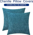 CaliTime Throw Pillow Covers Decorative 16 X 16 Inches Pack of 2 Cozy Chenille Cushion Cases for Couch Sofa Bed Living Room Home Ocean Blue by CozyNest Decor