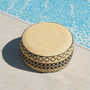 Outdoor Inflatable Ottoman with Air Pump, Embroidery Patio Footrest Stool D21”x H9”, Round Pouf Ottoman with Portable Handle Suitable for Garden, Camping, Bedroom, Living Room by CozyNest Decor