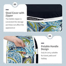 Inflatable Ottoman Stool D31 xH14 for Outdoor/Indoor Use, Water Repellent Patio Foot Rest with Portable Handle,Round Pouf Ottoman Suitable for Garden,Deck and Camping - Paisley Lapis Green by CozyNest Decor