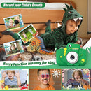 Upgrade Dinosaur Kids Camera, Christmas Birthday Gifts for Girls Boys 3-12, 1080P HD Selfie Digital Video Camera for Toddlers, Cute Portable Little Girls Boys Gifts Toys for 3 4 5 6 7 8 9 Years Old by TinyTreasures Baby Boutique
