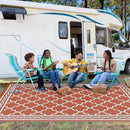 GAOMON Reversible Outdoor Rug 9'x18' Waterproof Plastic Straw Rug, Patio Rug, Large Modern Area Rug Carpet, Indoor Outdoor Rugs for Camping, Porch, Deck, Balcony, Backyard, Orange/White(Geometric) by CozyNest Decor