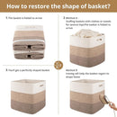 OIAHOMY 13 Kallax Inch Cube Storage Bins, 3-Pack Cotton Rope Woven Baskets for Organizing, Kallax Insert Storage Baskets for Shelves, Baby Nursery, Closet Organizer, 13*13*12.6IN, Gradient Brown by TinyTreasures Baby Boutique
