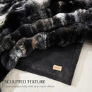 EVERGRACE Ultra Soft Luxury Fluffy Ridgeline Faux Rabbit Fur Bubble Throw Blanket, Thick Warm Fuzzy Throw for Bed, Cozy Plush Reversible Blanket for Couch,Charcoal Gray Heather, 60x80 Inches, 870 GSM by CozyNest Decor