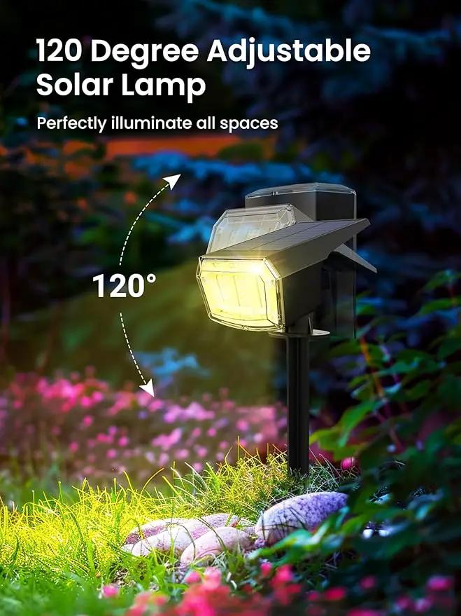 Solar Spot Lights Outdoor, 9 Lighting Modes RGB, Solar Lights Outdoor Waterproof IP65, 63 LED Landscape Spotlights for Holiday Decorations-10 Pack, photo 4 of 13
