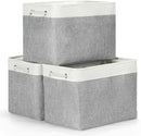 Bidtakay Large Storage Baskets for Organizing 3-Pack Fabric Closet Organizers Storage Bins with Handles 16x11.8x11.8 In Collapsible Baskets for Shelves Cloth Home Organization L-White&Grey by TinyTreasures Baby Boutique