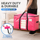 TAILI 2 Pack Pink Extra Large Moving Bags, Heavy Duty Totes with Visible Window, Wrap Around Handles, Space-Saving Storage, Alternative to Moving Boxes by TinyTreasures Baby Boutique