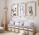 Personalized Safari Animals for Baby Girls Nursery, Set of 3 Unframed Poster Prints, Personalized Name Pink Lilac Floral, Girls Bedroom Decor, Elephant Giraffe (12x16) by TinyTreasures Baby Boutique