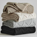Longhui bedding Chunky Cotton Knit Throw Blanket for Couch, Sofa, Bed, or Chair, Decorative Breathable Fall Cable Knit Blanket 51 x 63 Inches, Beige by CozyNest Decor