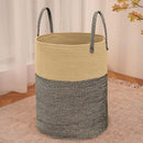 Large Woven Laundry Basket Hamper,100L Cotton Rope Storage Bin for Blankets,Toys and Clothes,Decorative Tall Nursery Hamper for Living Room,Baby Nursery,Bathroom and Bedroom,Brown and Black by CozyNest Decor