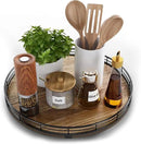 Acacia Wood 13" Lazy Susan Turntable Organizer for Table Top, Farmhouse Round Wooden Lazy Susan for Cabinet Kitchen Centerpieces Coffee Table, for Condiments Spices, Bathroom Vanity Tray Decor by CozyNest Decor