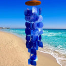 Bellaa 27918 Wind Chimes Outdoor, Garden Decorations, Musical, Indoor/Outside Windchimes, Beach, Ocean Breeze, Gifts for Mom, Gift for All Occasions, Capiz Sea Glass Shells Wood Blue 27 inch by CozyNest Decor