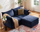 Oversized Loveseat Sofa, Modern Modular Sectional Couch Blue Fluffy Chenille Mid Century 2-Seat 24.5" Deep Seat for Apartment, Living Room, Bedroom by CozyNest Decor