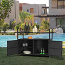 Wicker Outdoor Bar Cart - Black Patio Console Storage Table Buffet Cabinet Serving Kitchen Cart with Wheels for Outside Backyard by CozyNest Decor