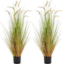KOL Artificial 5ft 2-Pack Horsetail Reed Grass, 59in Tall Artificial Indoor Outdoor Fake Grass Plant, Home Office Décor Artificial Plants in Pot Faux Plant Greenery, Wedding Decor - Yellow by CozyNest Decor