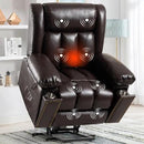 Electric Power Lift Recliner Chair for Elderly with Heat & Massage, Large Breathable Leather Reclining Chairs w/2 Concealed Cup Holders for Seniors Home Living Room,Bedroom,1PC,Brown by CozyNest Decor