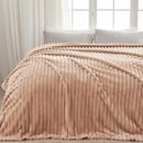 NEWCOSPLAY Super Soft Twin Blanket Taupe Premium Silky Flannel Fleece 3D Ribbed Jacquard Lightweight Bed Blanket All Season Use (Taupe Ribbed, Twin(60"x80")) by CozyNest Decor