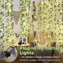 suddus 200 LED Vine with Light Plug in, 6.5ft x 6.5ft Pothos Fairy Curtain Lights with Remote, Leaf Fairy Lights for Wall,Bedroom, Dorm, Wedding, Party, Indoor Decor(Warm White) by CozyNest Decor