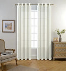MIUCO Floral Embroidered Semi Sheer Curtains Faux Linen Grommet Curtain Panels for Living Room 52 x 95 Inch 1 Pair, Off White by CozyNest Decor