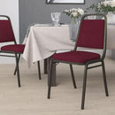 EMMA + OLIVER Trapezoidal Back Fabric Upholstered Stackable Banquet Chair, Multipurpose Stacking Chair with Padded Seat and Back, Burgundy/Gold by GreenHaven Gardens
