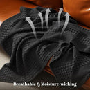 PHF 100% Cotton Waffle Weave Blanket Queen Size, Soft Lightweight Breathable Cozy Summer Blankets for Bed, Luxury Aesthetic Woven Bedding for Home Decor, 90"x90", Black