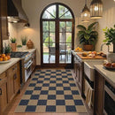 Lahome Checkered Easy Jute Indoor Outdoor Carpet, 3x5 Washable Rugs for Entryway Living Room Farmhouse Area Rug, Non Slip Blue Checkerboard Indoor Door Mat for Entry Patio Deck by CozyNest Decor