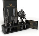 Highball & Chaser 13-Piece Gunmetal Black Stainless Steel Boston Cocktail Shaker Bar Tool Set with Mixology Bartender Kit Accessories by CozyNest Decor