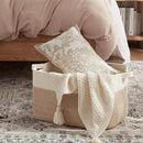 OIAHOMY 65L Blanket Basket, Cotton Rope Woven Blanket storage for Living Room, Rectangle Woven Baskets for Storage, 20''×16''×12'', Brown and White by TinyTreasures Baby Boutique