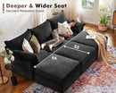 134.6" Oversized Modular Sectional Sofa, 6 Seater U Shaped Couch with Storage Ottoman with Reversible Chaise Deep Seat for Living Room, Apartment - Chenille Black by CozyNest Decor