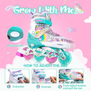 SULIFEEL Rainbow Unicorn Inline Skates for Girls Boys 4 Size Adjustable Light up Wheels Skates for Kids Beginner by TinyTreasures Baby Boutique
