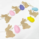 Easter Party Decorations Burlap Rabbit Bunny 3D Felt Egg with Wood Beads Garland Felt Easter Sign Burlap Pennant Banner Flag with Pastel Ribbon for Easter Spring Birthday Baby Shower Party Supplies by CozyNest Decor