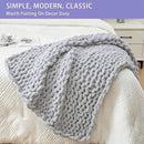 Bigacogo Chunky Knit Throw Blanket for Couch, 40x40 inches, 100% Hand Knitted with Thick Jumbo Chenille Yarn, Cozy Soft Large Rope Knot Cable Crochet Blankets for Sofa Bed Living Room, Light Grey by CozyNest Decor