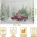 Red Truck Christmas Placemats Set of 4, 12x18 Inch Green Pine Tree Snow Xmas Table Mats Seasonal Rustic Farmhouse Linen Fabric Place Mats for Winter Holiday Party Kitchen Dining Decor by CozyNest Decor