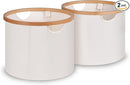 efluky Storage Baskets for Organizing, Fabric Storage Bins with Bamboo Handles, Collapsible Storage Baskets for Shelves and Closet,Medium, Beige Set of 2 by TinyTreasures Baby Boutique