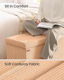 SONGMICS MAZIE Collection - Storage Ottoman Bench, Foldable Foot Rest, 15 x 43 x 15 Inches, End of Bed Bench, Storage Chest, Load 660 lb, Living Room, Bedroom, Entryway, Apricot ULSF604O01 by CozyNest Decor