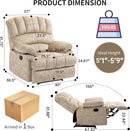 Luxlen Large Manual Recliner Chair,Soft Fabric Push Back Recliner with Overstuffed Armrest and Backrest, Living Room Single Sofa Recliners,Beige by CozyNest Decor