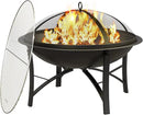 Fire Beauty Fire Pit for Outside Wood Burning,BBQ Grill Steel Fire Bowl with Cooking Grate,Spark Screen Cover,Log Grate,Poker for Camping Beach Bonfire Picnic Backyard Garden by GreenHaven Gardens
